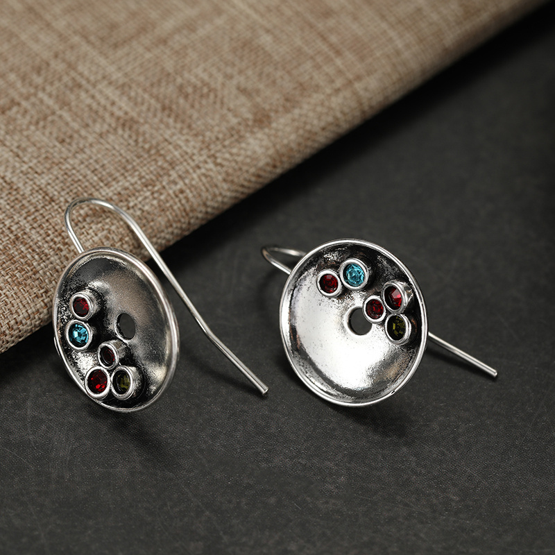 Women's Luxurious Handmade Art Earrings with Round Pendants